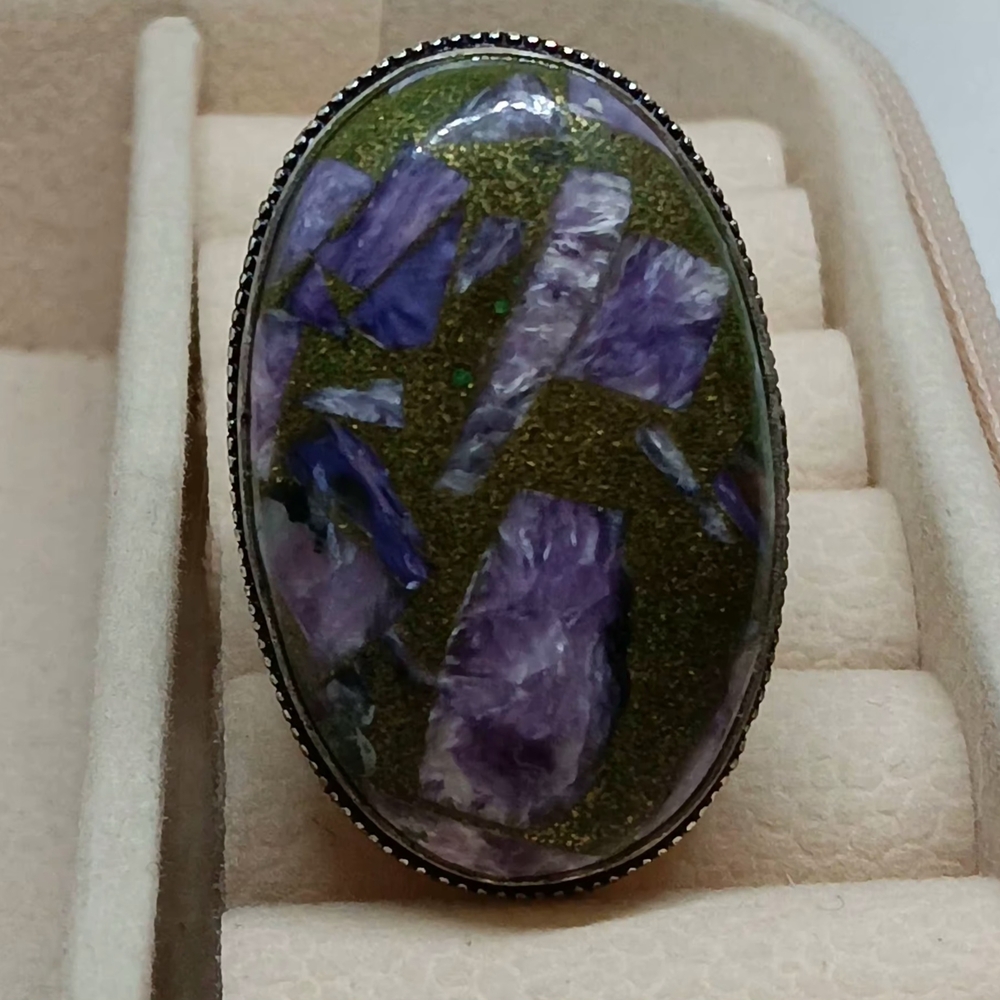 Copper Chariote Purple Stone .925 Stamped Silver Ring